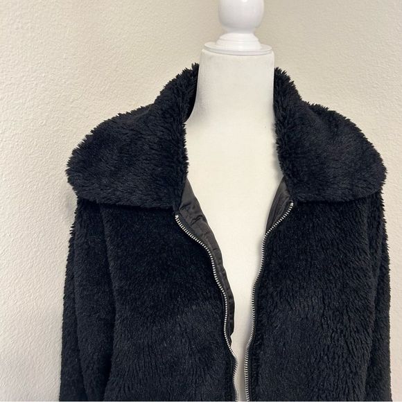 EMORY PARK Zip Up Soft Teddy Furry Bomber coat   Jacket - Picture 3 of 6